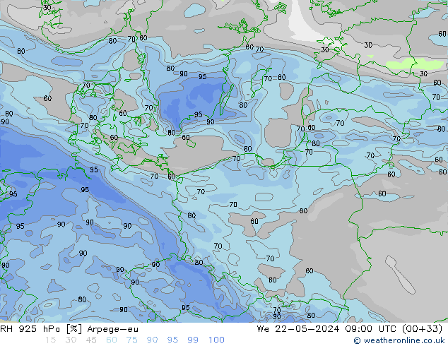 RV 925 hPa Arpege-eu wo 22.05.2024 09 UTC