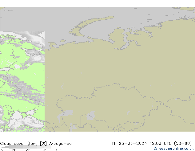 Bewolking (Laag) Arpege-eu do 23.05.2024 12 UTC