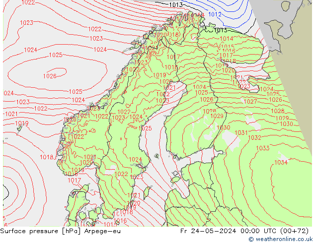 Luchtdruk (Grond) Arpege-eu vr 24.05.2024 00 UTC