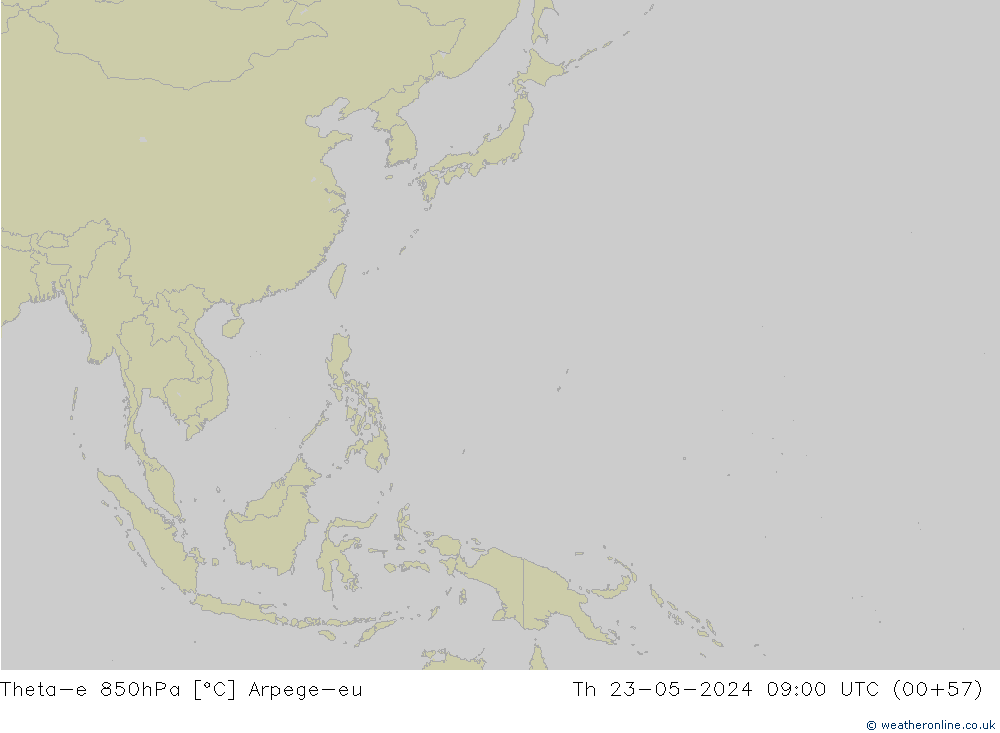 Theta-e 850hPa Arpege-eu Th 23.05.2024 09 UTC