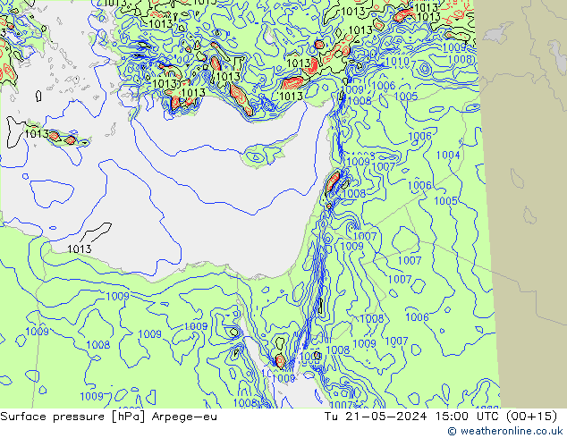 Pressione al suolo Arpege-eu mar 21.05.2024 15 UTC