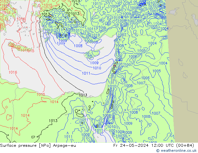 Atmosférický tlak Arpege-eu Pá 24.05.2024 12 UTC