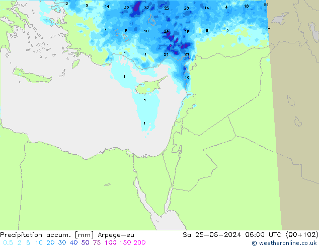 Toplam Yağış Arpege-eu Cts 25.05.2024 06 UTC