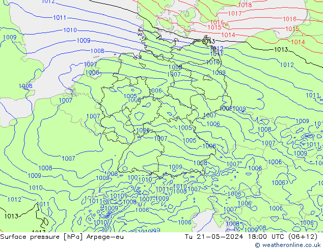 Presión superficial Arpege-eu mar 21.05.2024 18 UTC