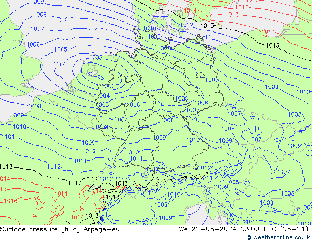 Atmosférický tlak Arpege-eu St 22.05.2024 03 UTC