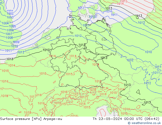 Luchtdruk (Grond) Arpege-eu do 23.05.2024 00 UTC