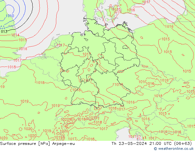 Yer basıncı Arpege-eu Per 23.05.2024 21 UTC