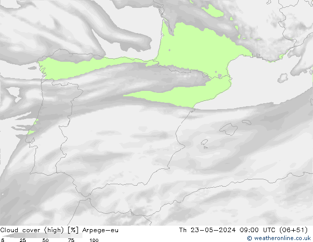 Wolken (hohe) Arpege-eu Do 23.05.2024 09 UTC