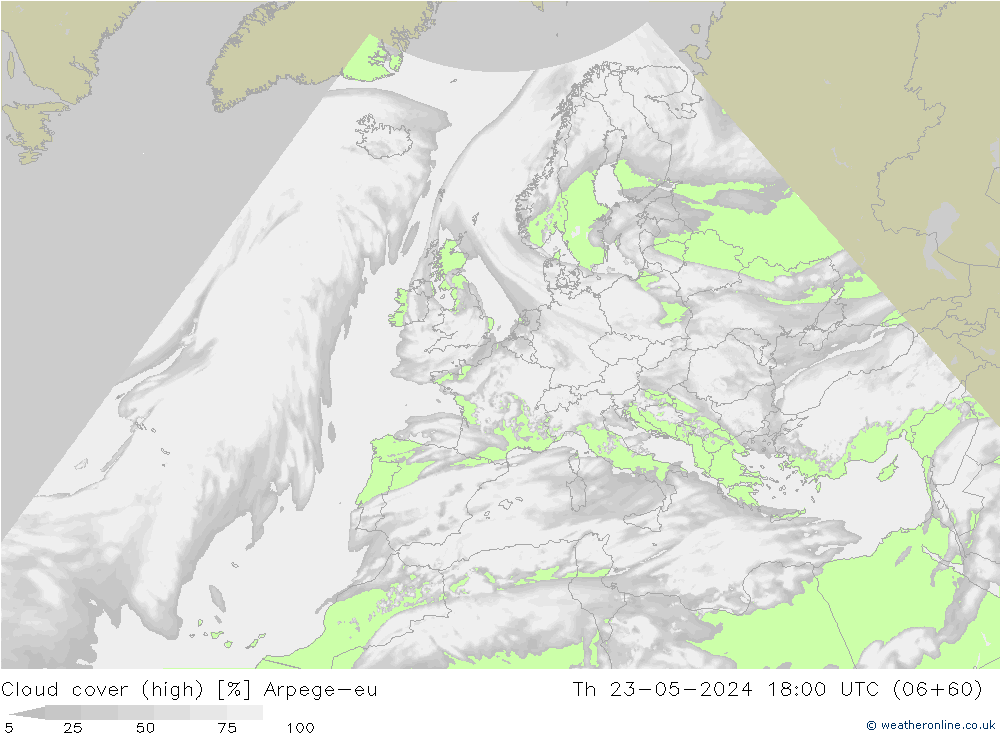zachmurzenie (wysokie) Arpege-eu czw. 23.05.2024 18 UTC