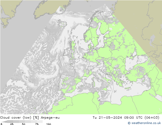 Nuages (bas) Arpege-eu mar 21.05.2024 09 UTC