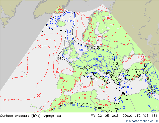 Surface pressure Arpege-eu We 22.05.2024 00 UTC
