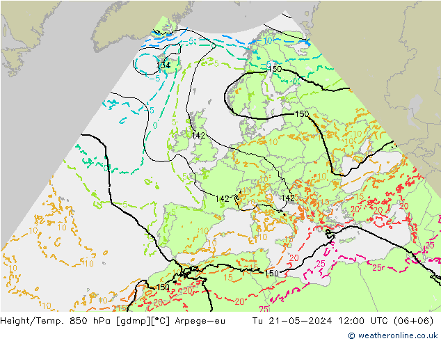 Height/Temp. 850 hPa Arpege-eu Di 21.05.2024 12 UTC