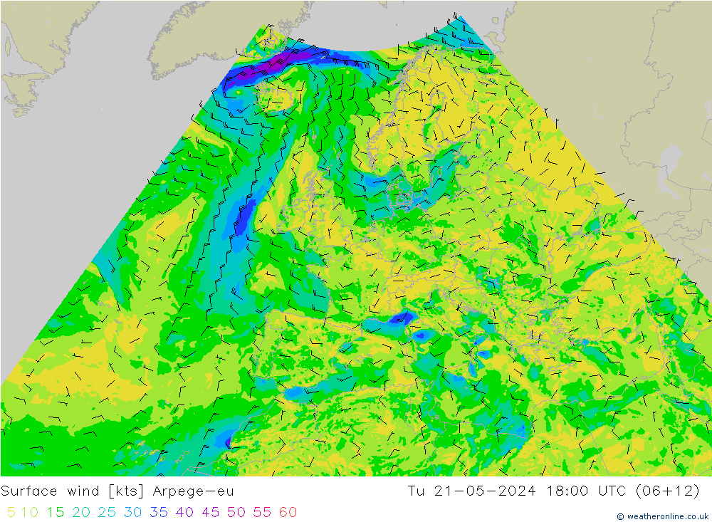 Wind 10 m Arpege-eu di 21.05.2024 18 UTC