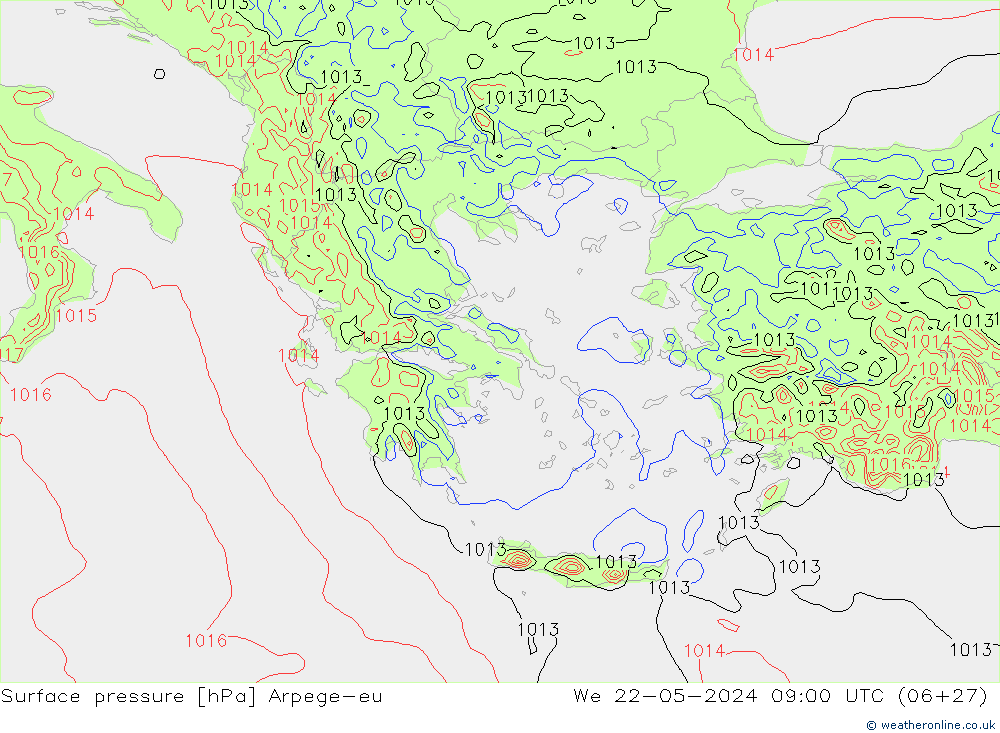 pressão do solo Arpege-eu Qua 22.05.2024 09 UTC