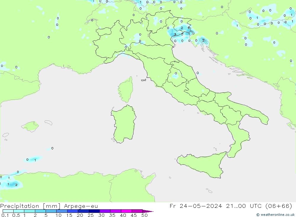 Precipitazione Arpege-eu ven 24.05.2024 00 UTC