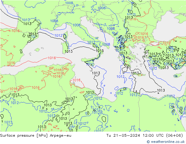 Pressione al suolo Arpege-eu mar 21.05.2024 12 UTC