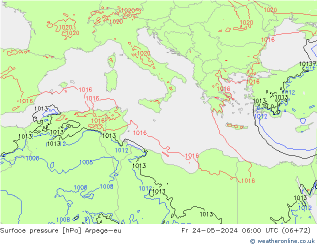 Luchtdruk (Grond) Arpege-eu vr 24.05.2024 06 UTC