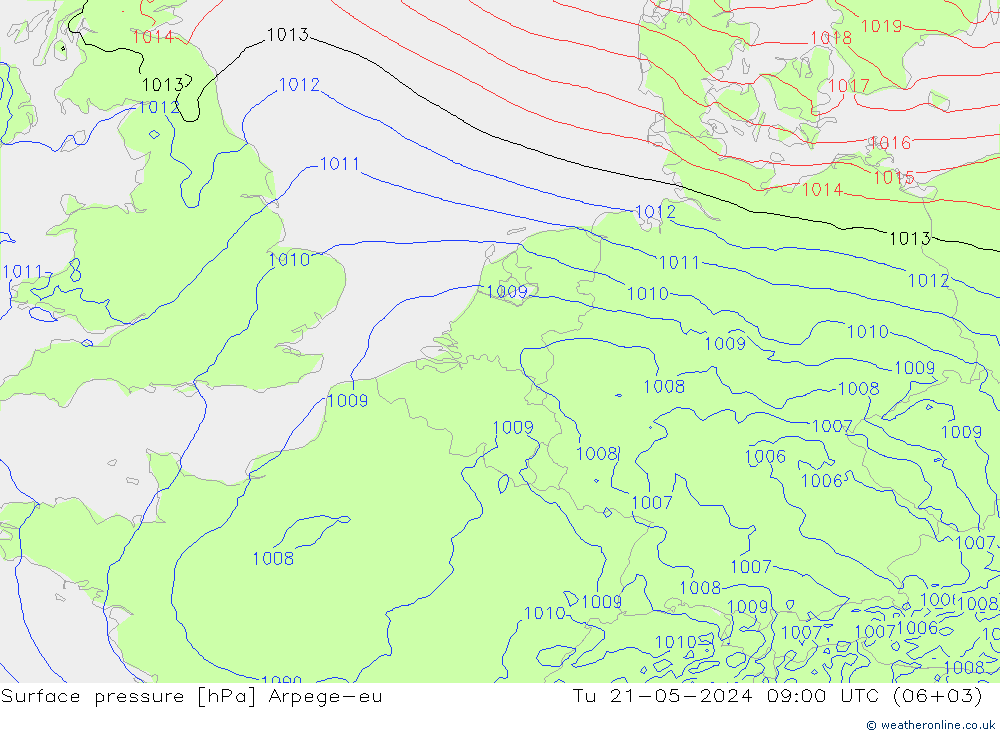 Bodendruck Arpege-eu Di 21.05.2024 09 UTC