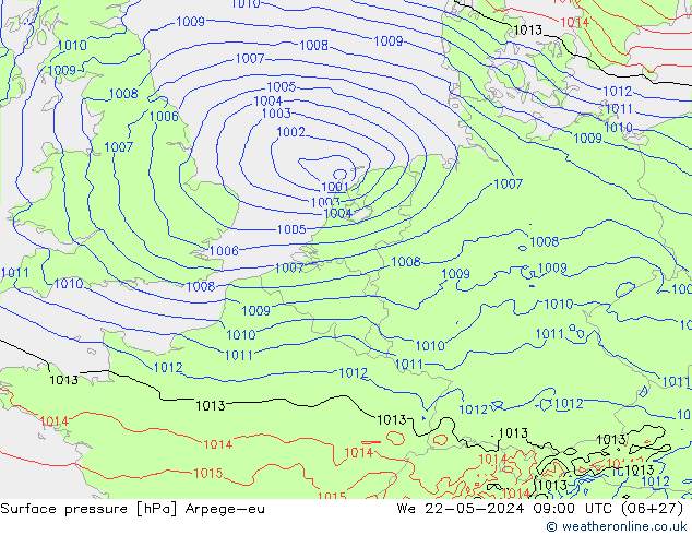 Atmosférický tlak Arpege-eu St 22.05.2024 09 UTC