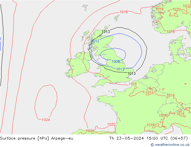 pressão do solo Arpege-eu Qui 23.05.2024 15 UTC