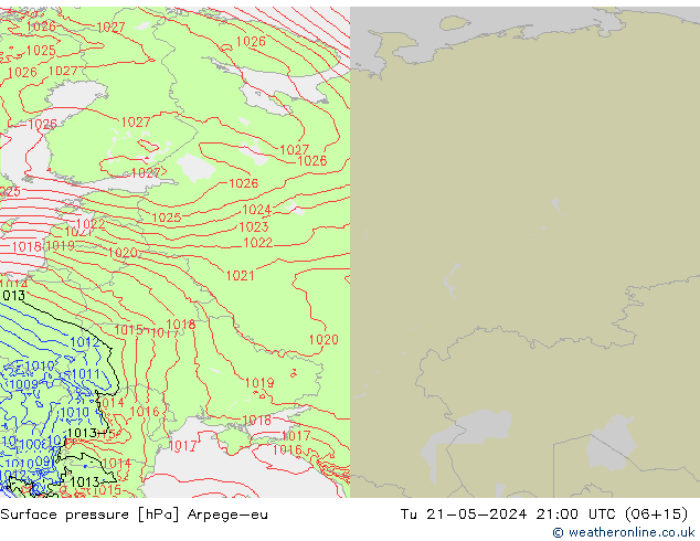 Yer basıncı Arpege-eu Sa 21.05.2024 21 UTC