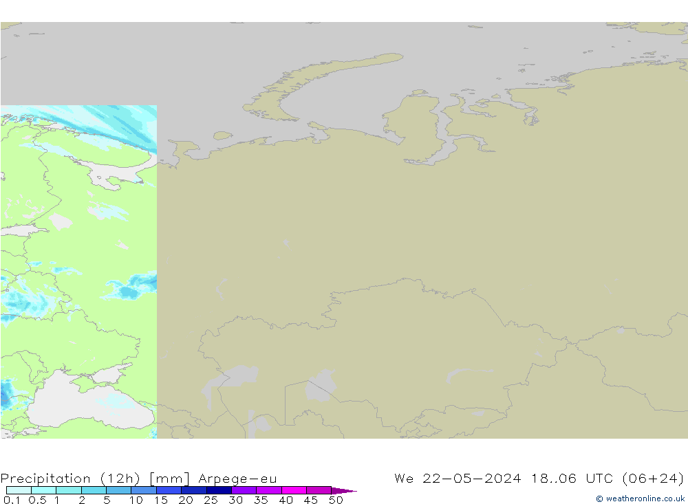 Precipitazione (12h) Arpege-eu mer 22.05.2024 06 UTC