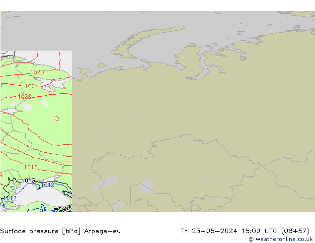 Surface pressure Arpege-eu Th 23.05.2024 15 UTC