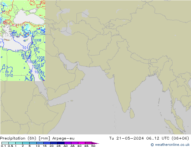 降水量 (6h) Arpege-eu 星期二 21.05.2024 12 UTC