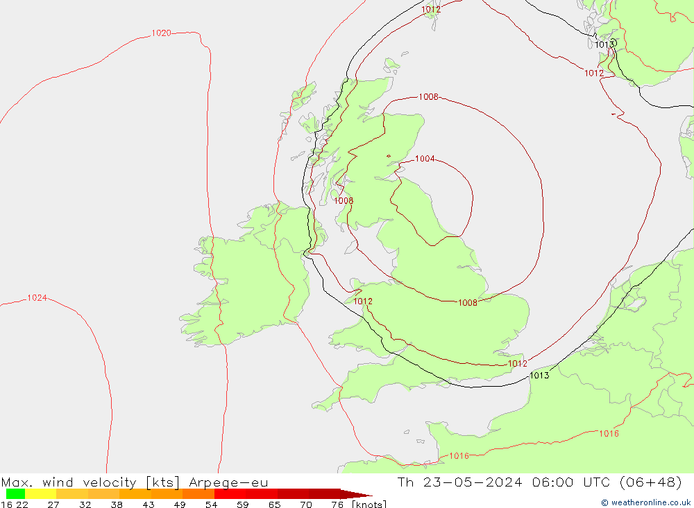 Maks. Rüzgar Hızı Arpege-eu Per 23.05.2024 06 UTC