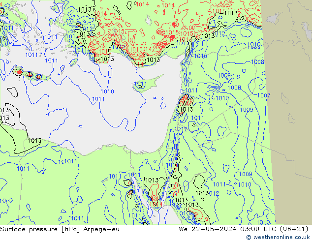 Atmosférický tlak Arpege-eu St 22.05.2024 03 UTC