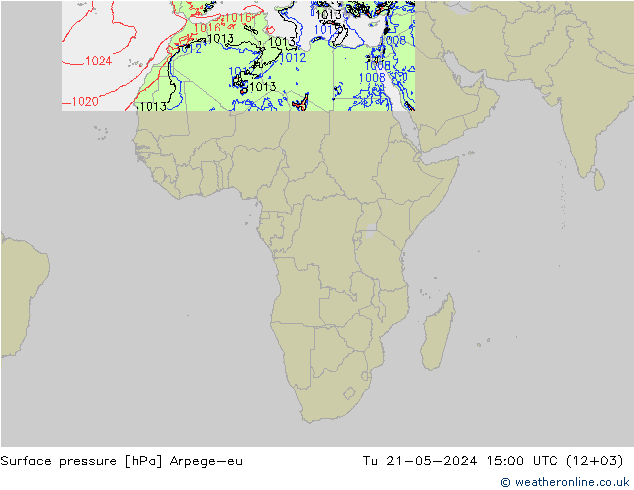 Atmosférický tlak Arpege-eu Út 21.05.2024 15 UTC