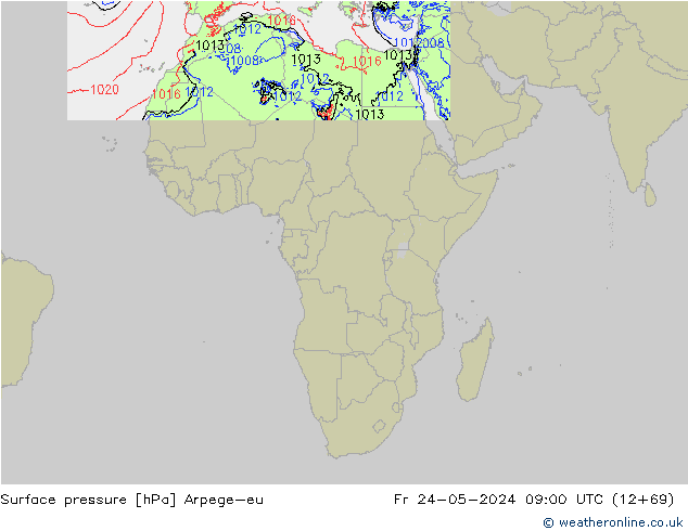 Yer basıncı Arpege-eu Cu 24.05.2024 09 UTC