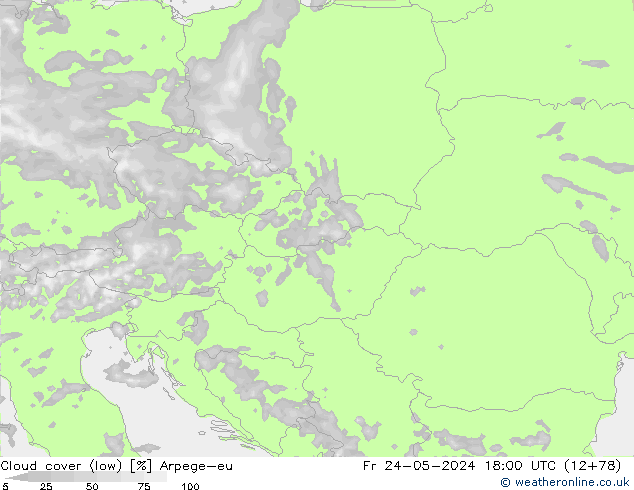 Nuages (bas) Arpege-eu ven 24.05.2024 18 UTC
