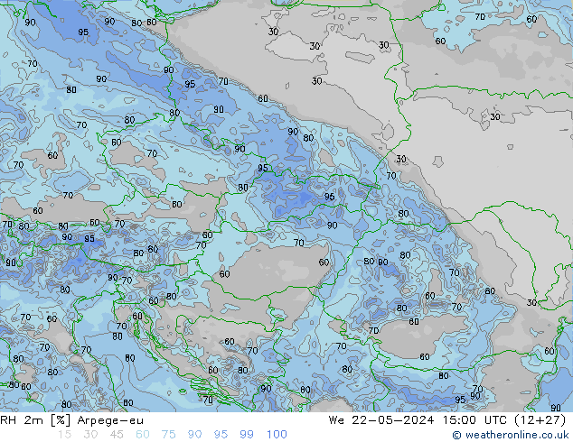 RH 2m Arpege-eu ср 22.05.2024 15 UTC