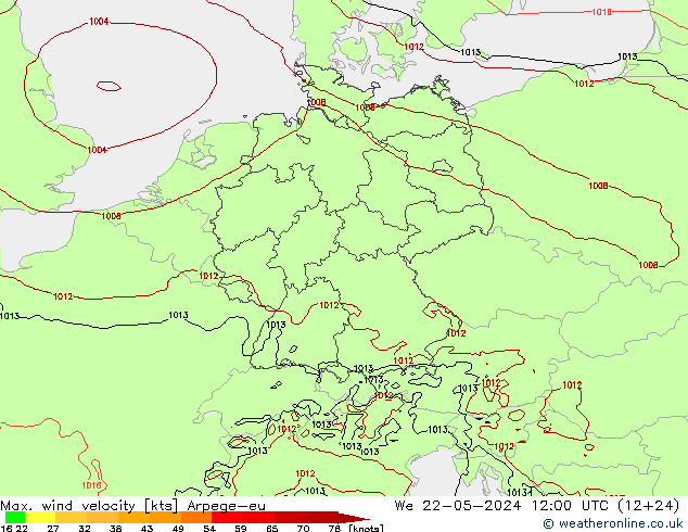 Windböen Arpege-eu Mi 22.05.2024 12 UTC