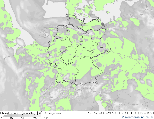Wolken (mittel) Arpege-eu Sa 25.05.2024 18 UTC