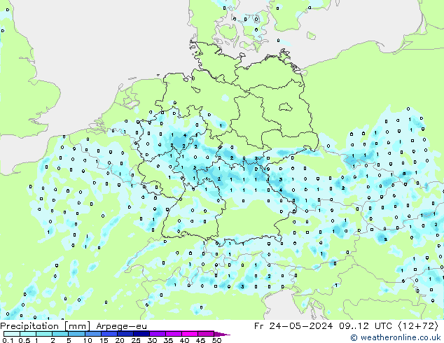 Niederschlag Arpege-eu Fr 24.05.2024 12 UTC