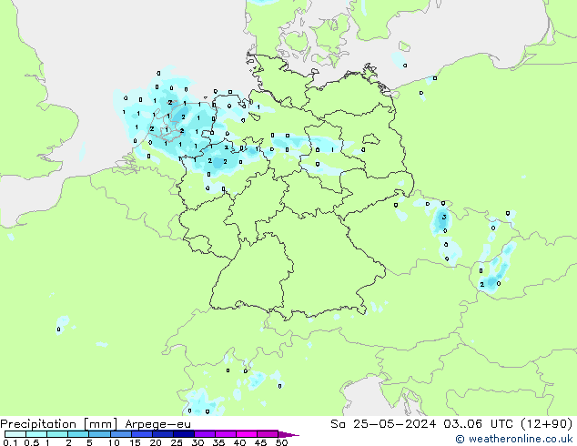 Niederschlag Arpege-eu Sa 25.05.2024 06 UTC