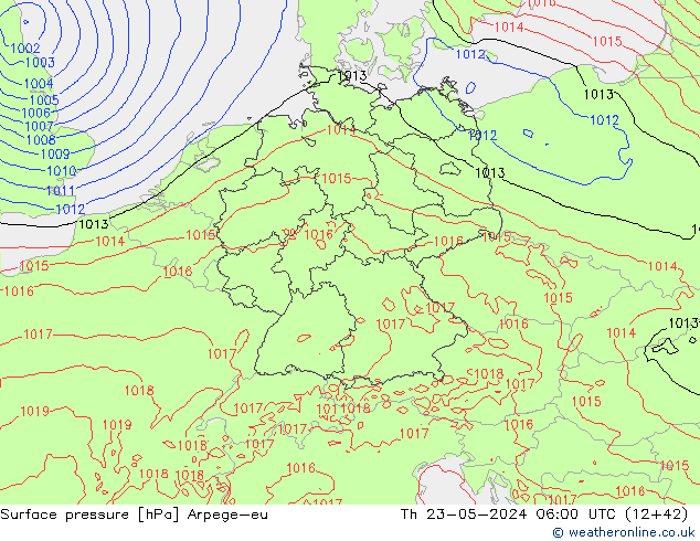 Bodendruck Arpege-eu Do 23.05.2024 06 UTC