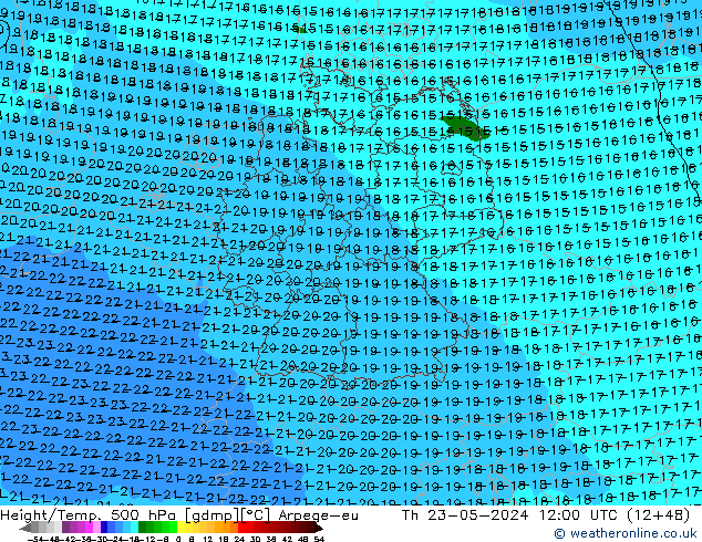 Yükseklik/Sıc. 500 hPa Arpege-eu Per 23.05.2024 12 UTC