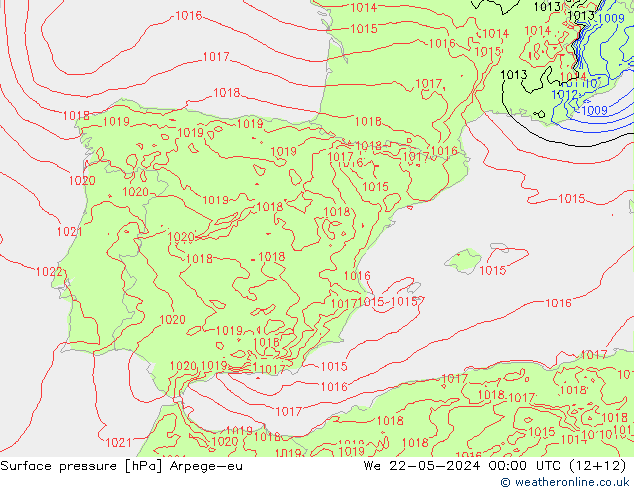 pression de l'air Arpege-eu mer 22.05.2024 00 UTC