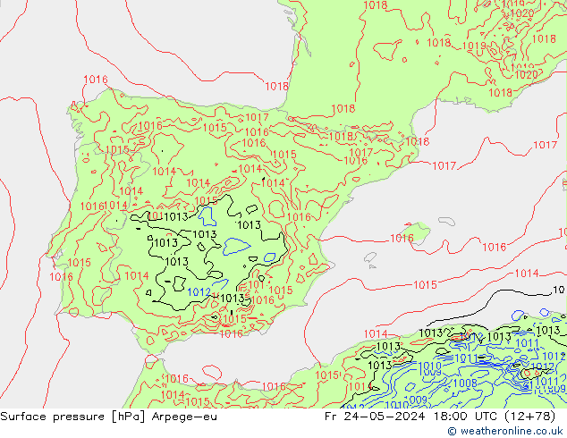 Surface pressure Arpege-eu Fr 24.05.2024 18 UTC