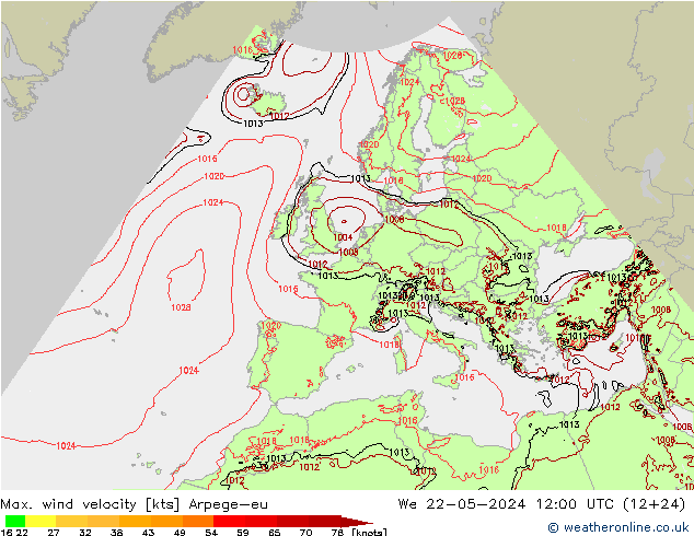 Windböen Arpege-eu Mi 22.05.2024 12 UTC