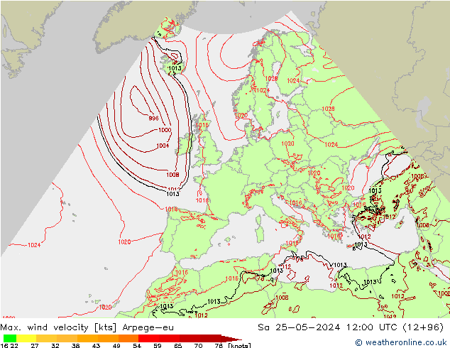 Maks. Rüzgar Hızı Arpege-eu Cts 25.05.2024 12 UTC