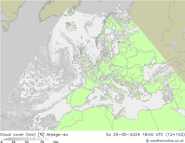 Bulutlar (düşük) Arpege-eu Cts 25.05.2024 18 UTC