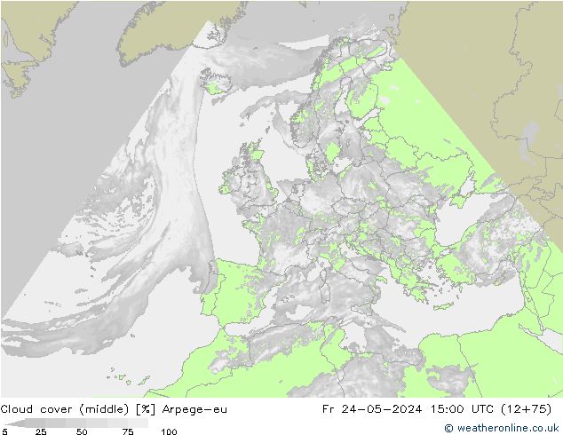 Nuages (moyen) Arpege-eu ven 24.05.2024 15 UTC
