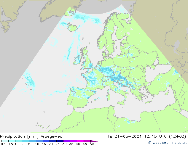 Srážky Arpege-eu Út 21.05.2024 15 UTC