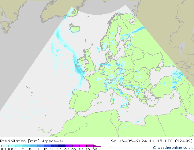 Precipitación Arpege-eu sáb 25.05.2024 15 UTC