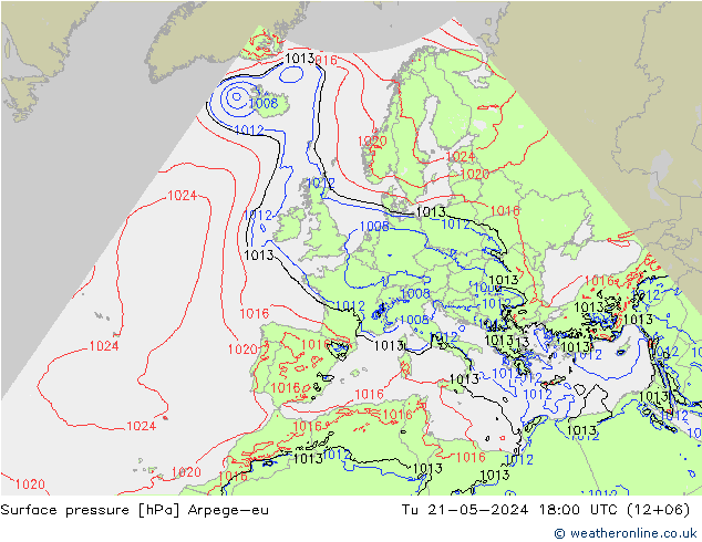 Bodendruck Arpege-eu Di 21.05.2024 18 UTC