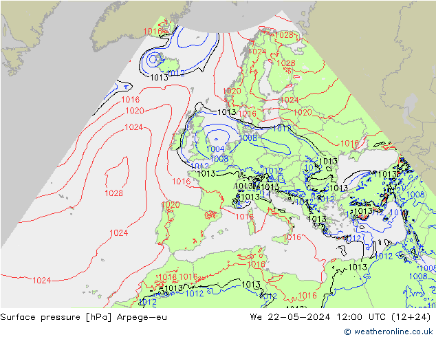 pressão do solo Arpege-eu Qua 22.05.2024 12 UTC